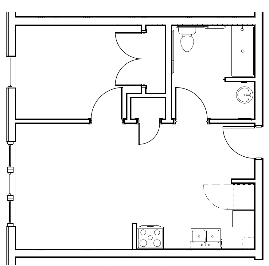 B4 Unit Plan - 480 SQ FT.