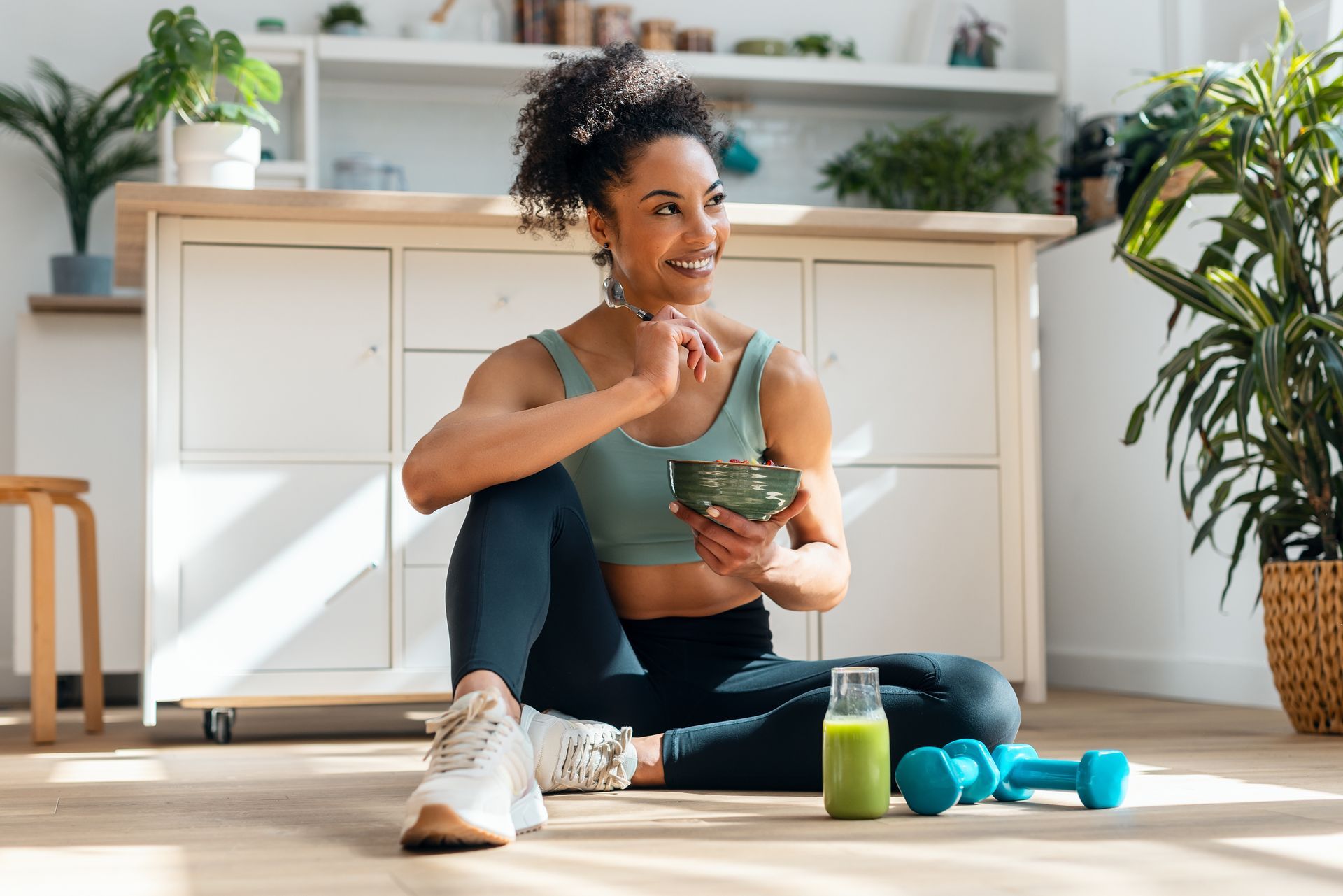 Woman eating healthy food