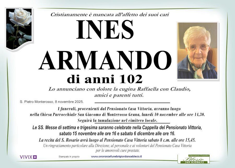 necrologio ARMANDO Ines