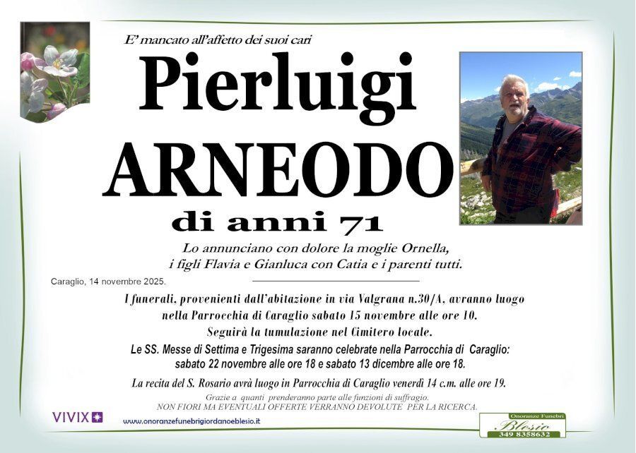 necrologio ARNEODO Pierluigi