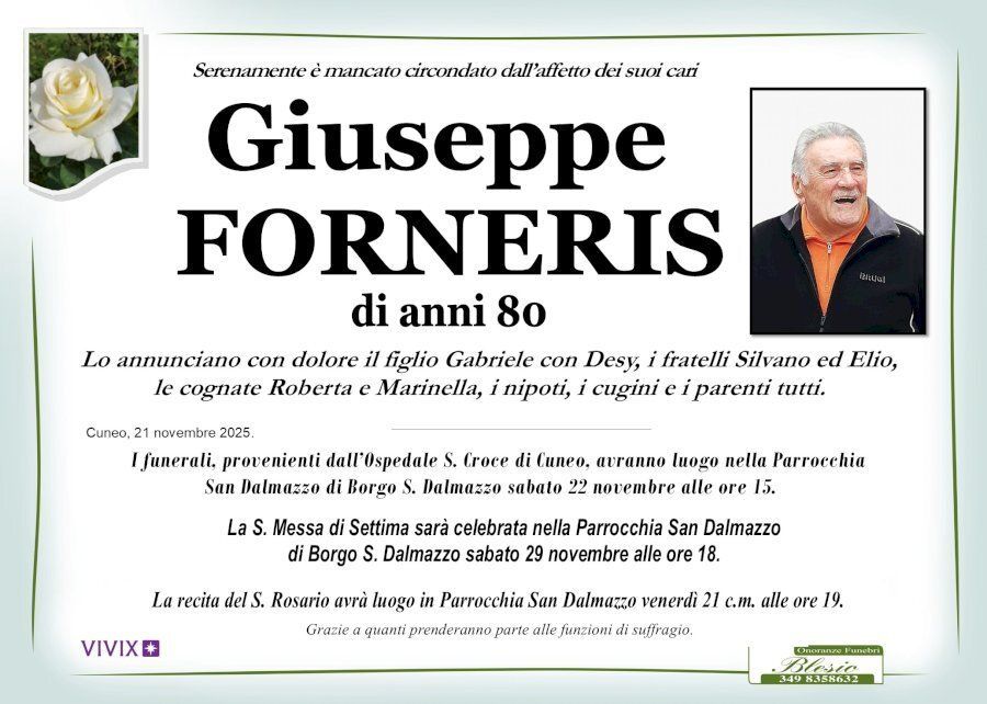 necrologio FORNERIS Giuseppe