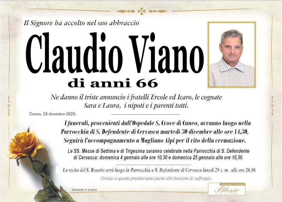 necrologio VIANO Claudio