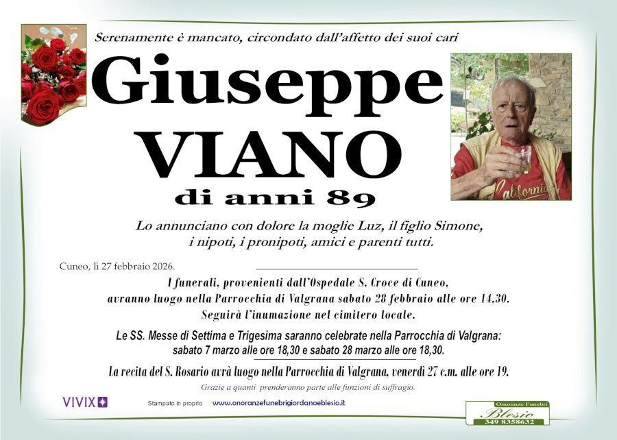 necrologio VIANO Giuseppe
