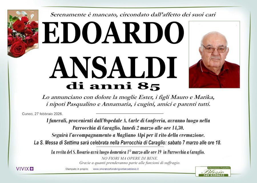 necrologio ANSALDI Edoardo