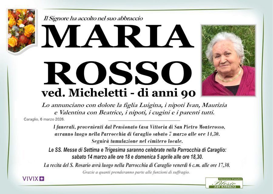 necrologio ROSSO Maria ved. Micheletti