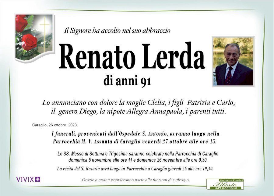 necrologio LERDA Renato
