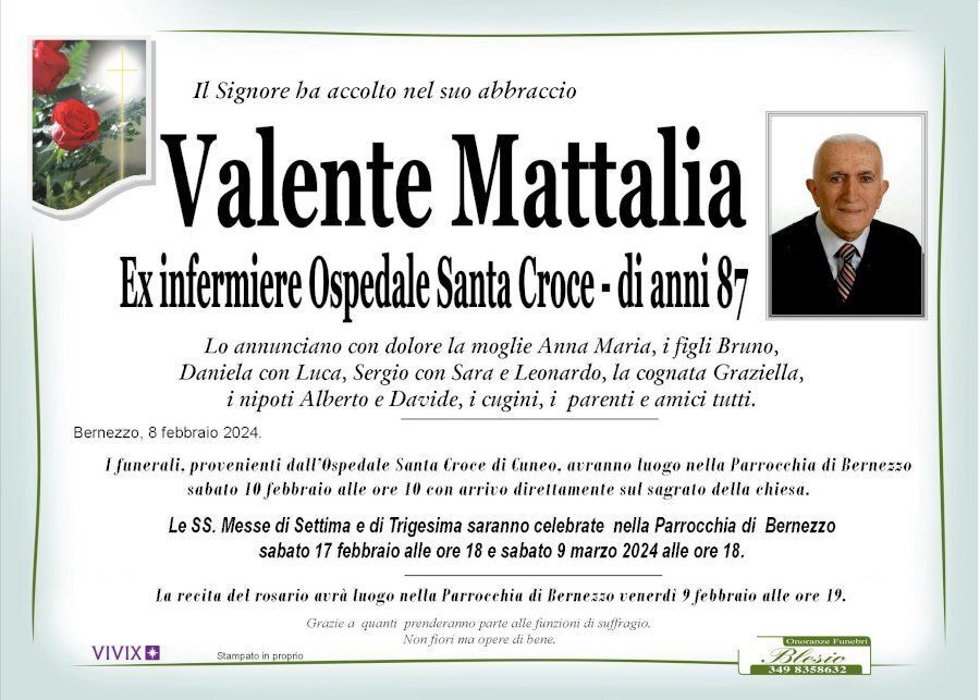 necrologio MATTALIA Valente