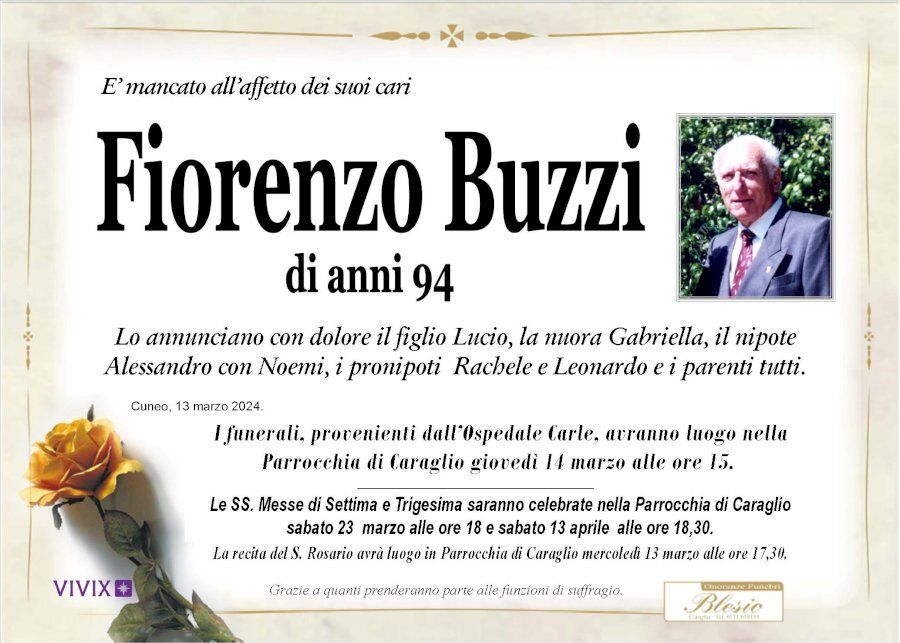 necrologio BUZZI Fiorenzo