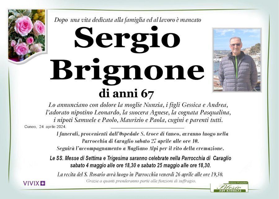 necrologio BRIGNONE Sergio