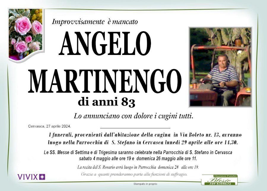 necrologio MARTINENGO Angelo
