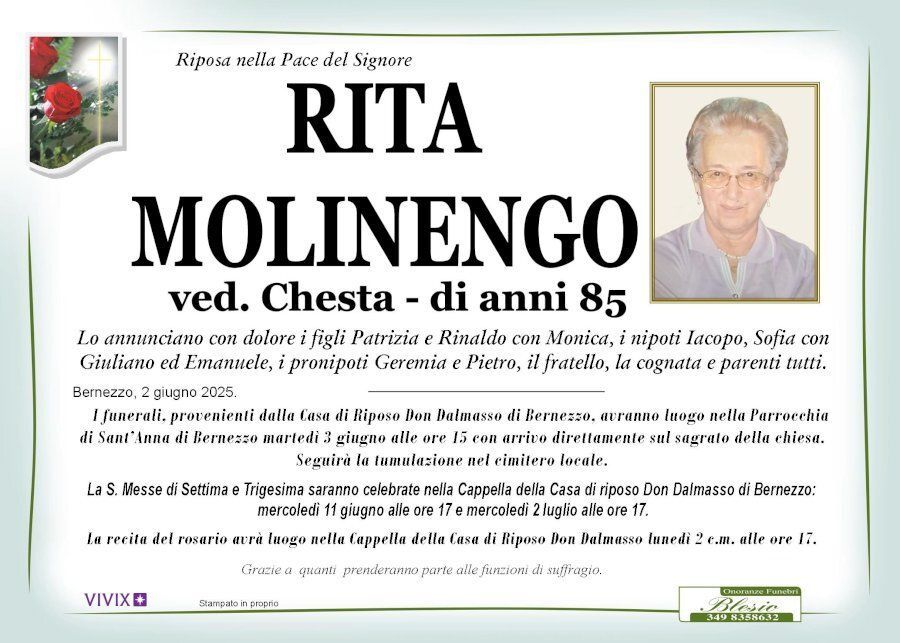 necrologio MOLINENGO Rita ved. Chesta