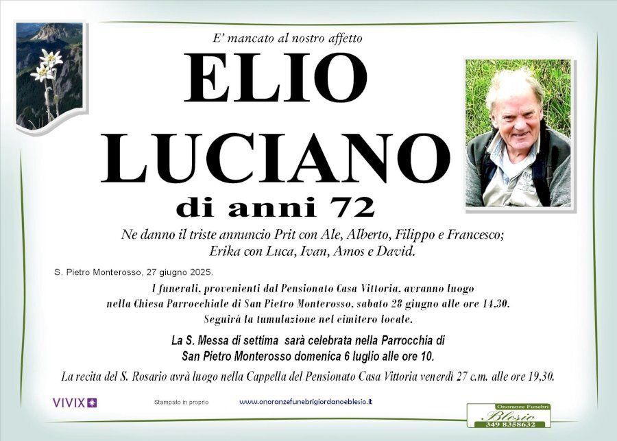 necrologio LUCIANO Elio