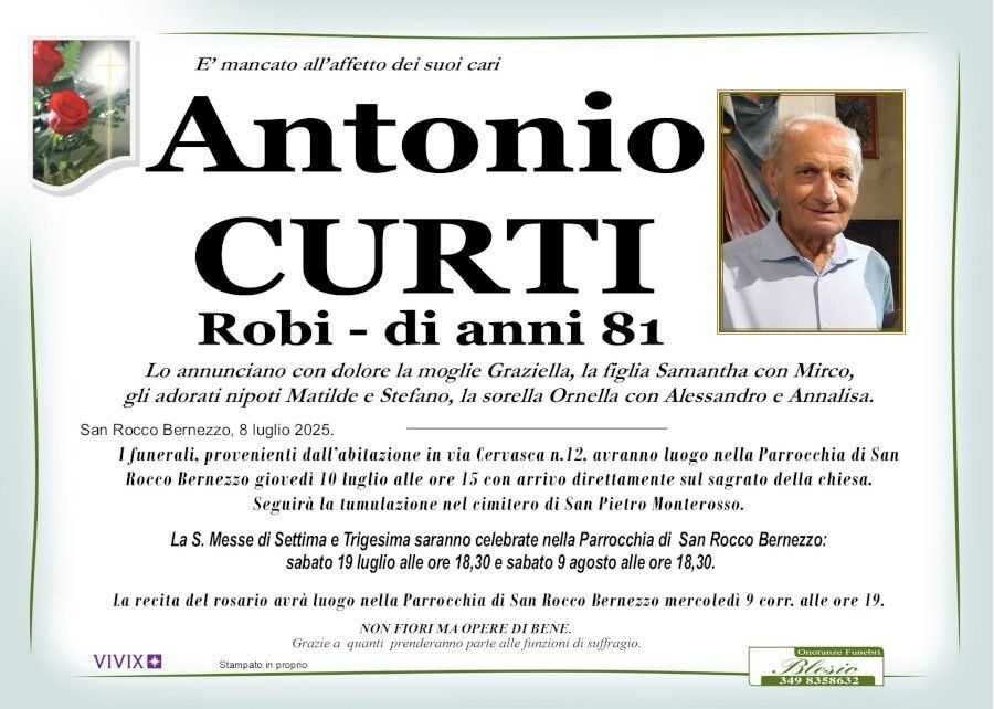 necrologio CURTI Antonio