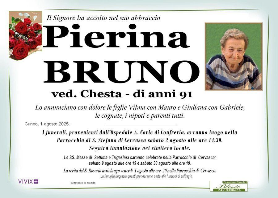 necrologio BRUNO Pierina ved. Chesta