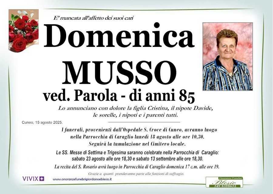 necrologio MUSSO Domenica ved. Parola