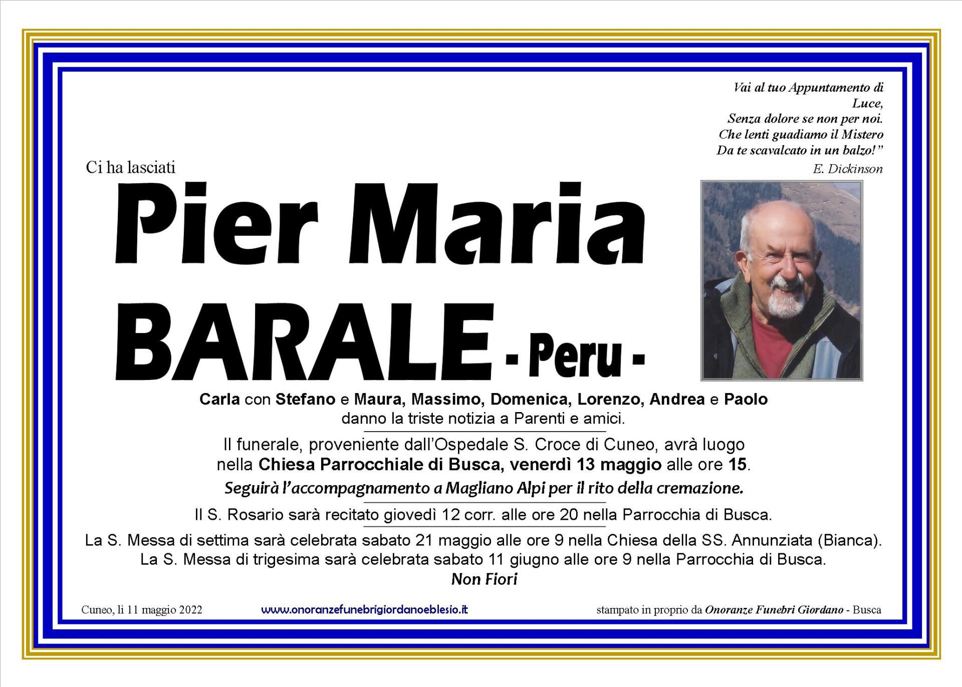 necrologio BARALE Pier Maria