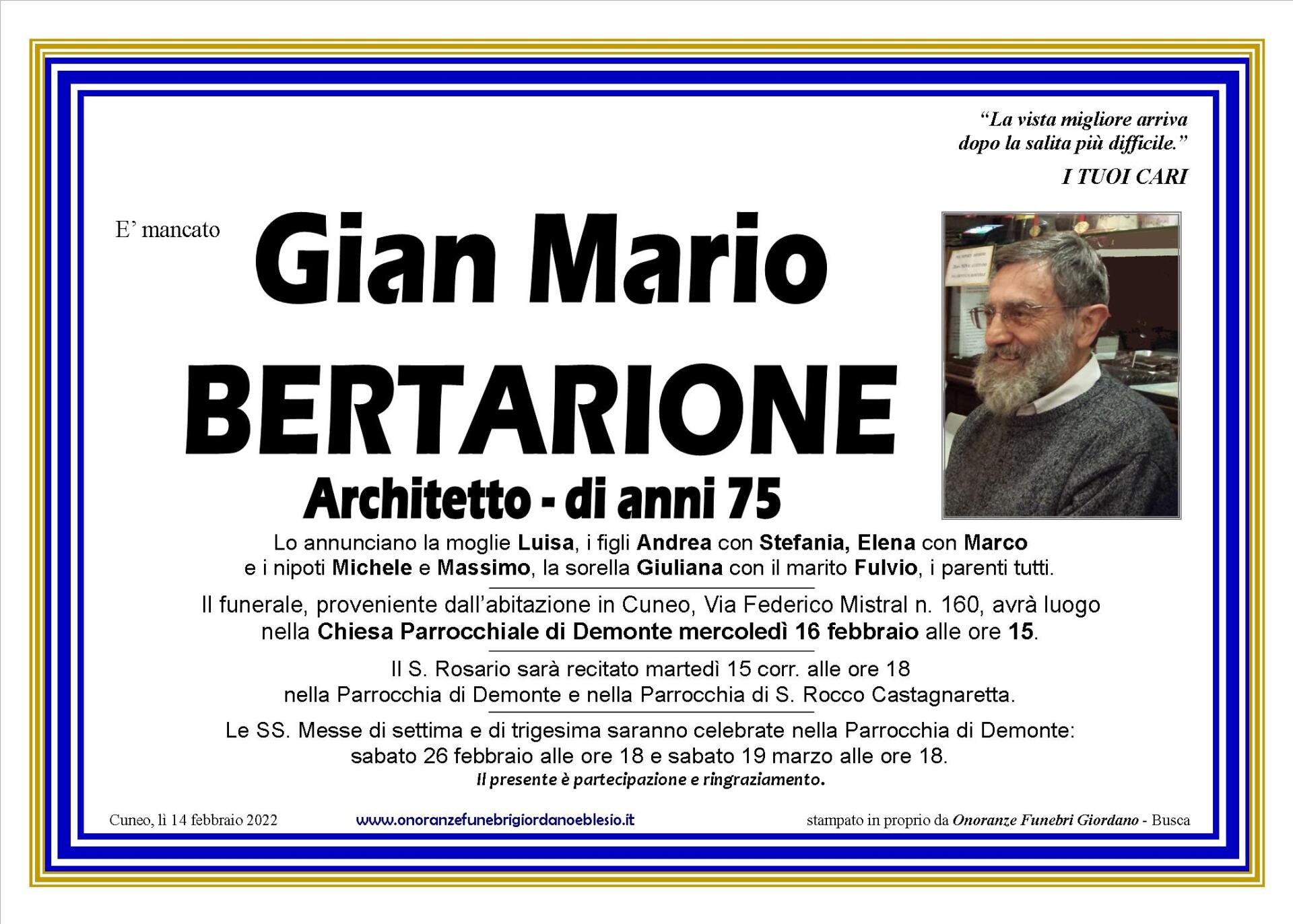 necrologio BERTARIONE Gian Mario