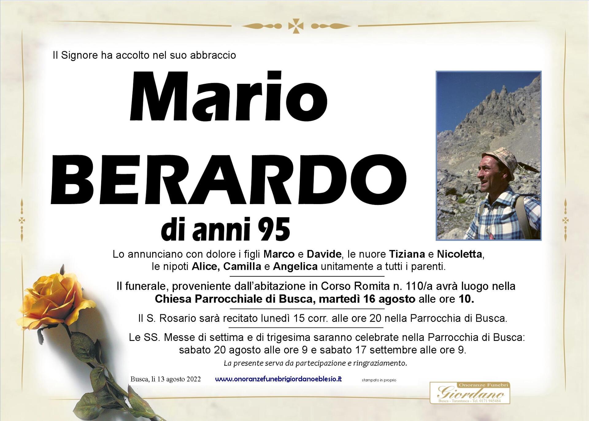 necrologio BERARDO Mario
