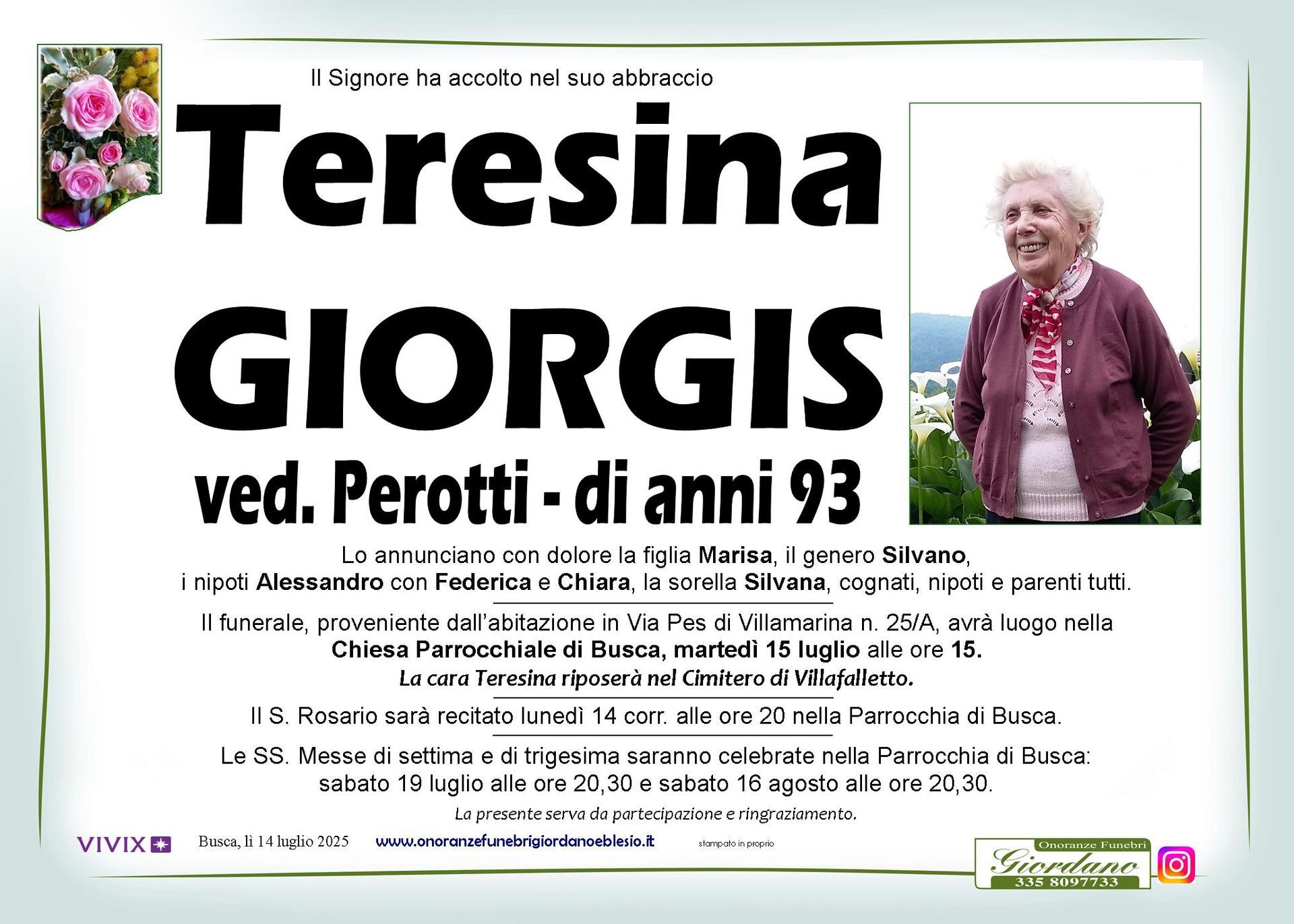 necrologio GIORGIS Teresina ved. Perotti