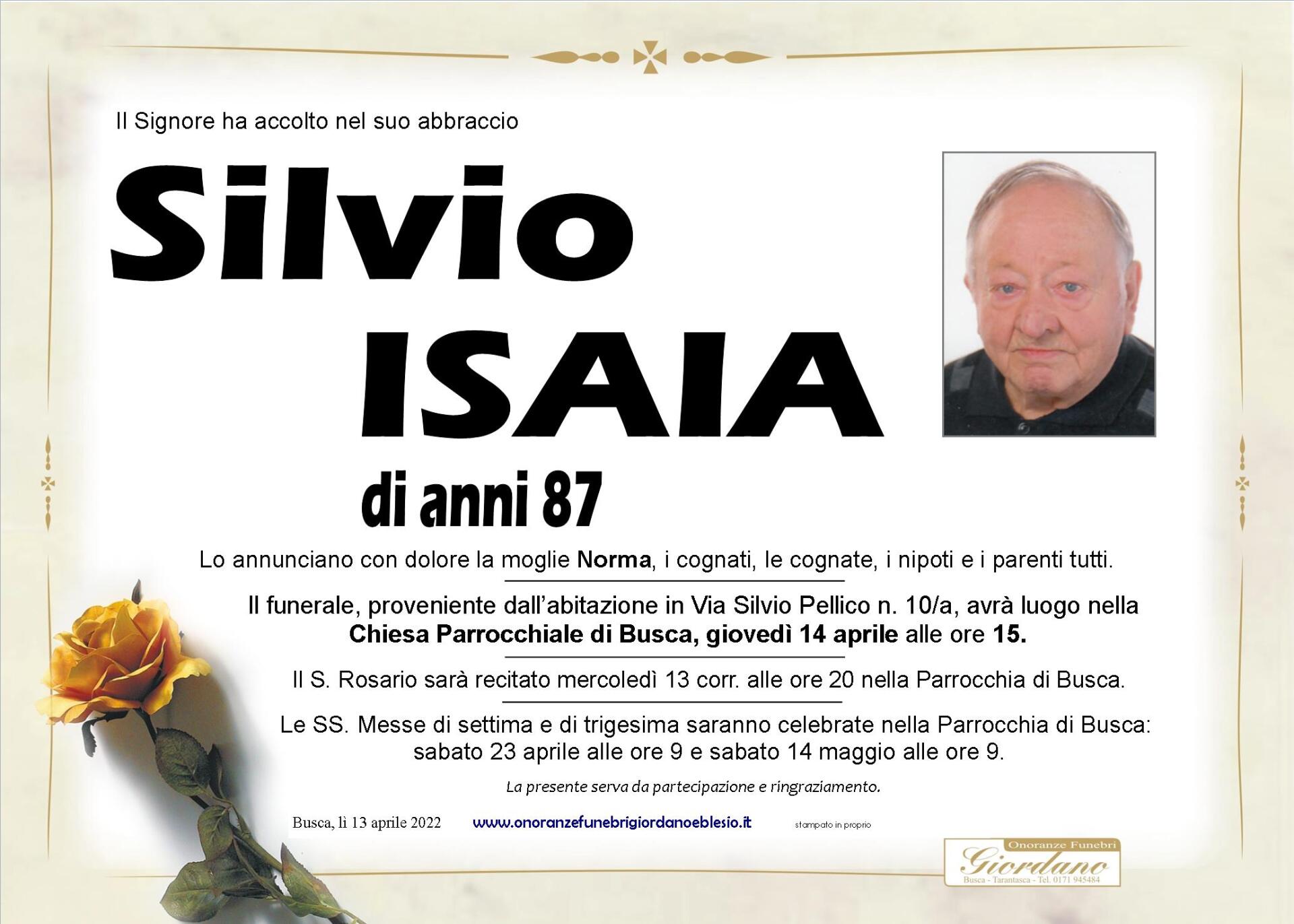 necrologio ISAIA Silvio