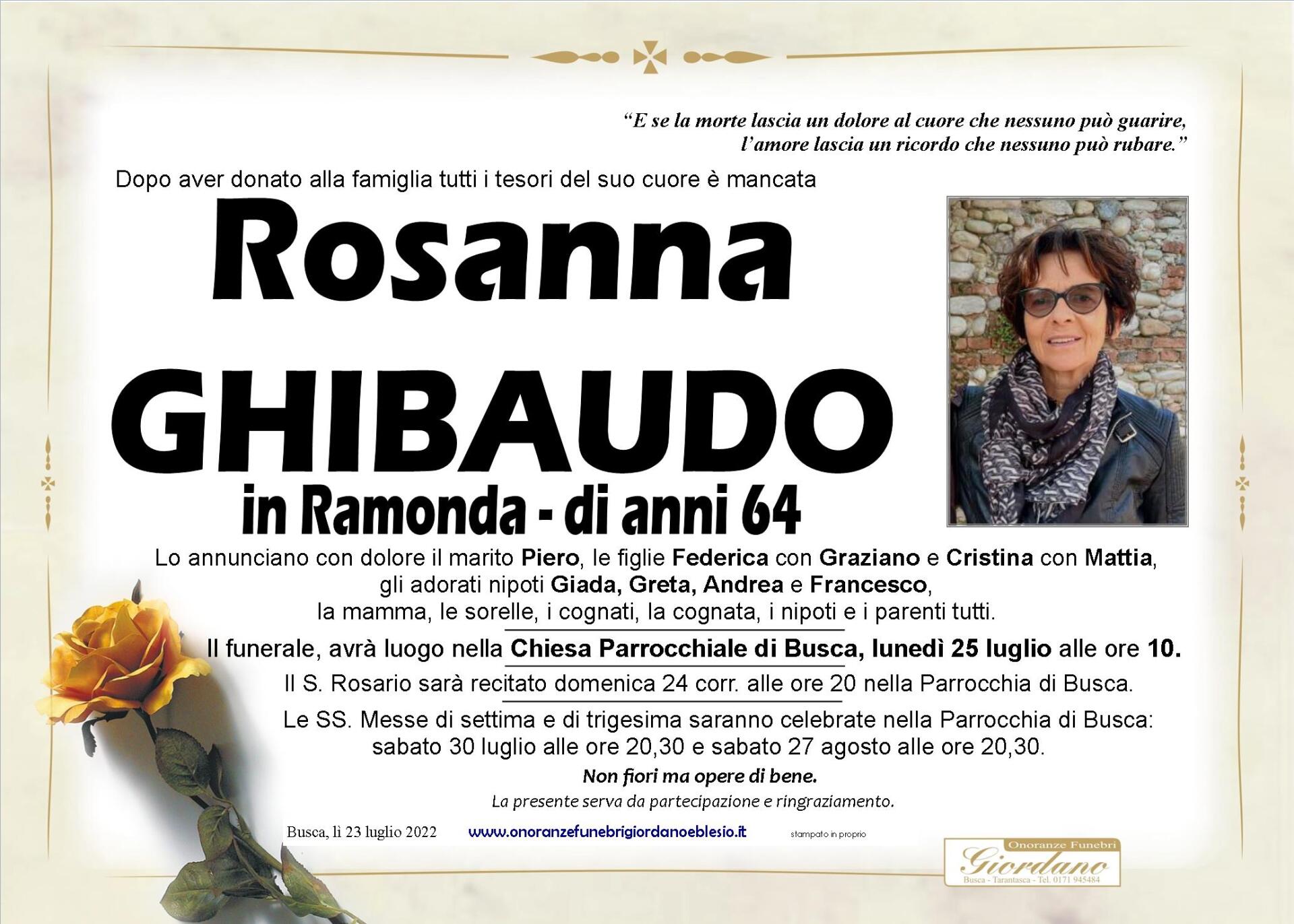 necrologio GHIBAUDO Rosanna in Ramonda