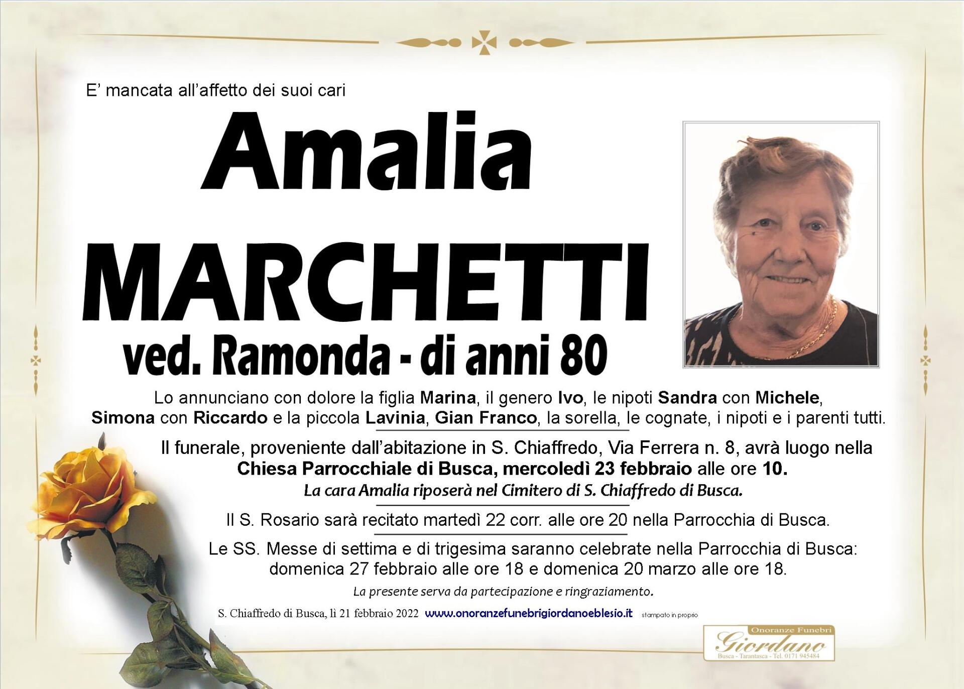 necrologio MARCHETTI Amalia ved. Ramonda