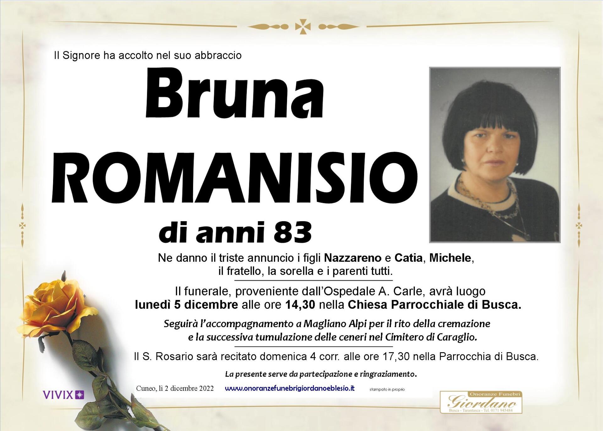 necrologio ROMANISIO Bruna