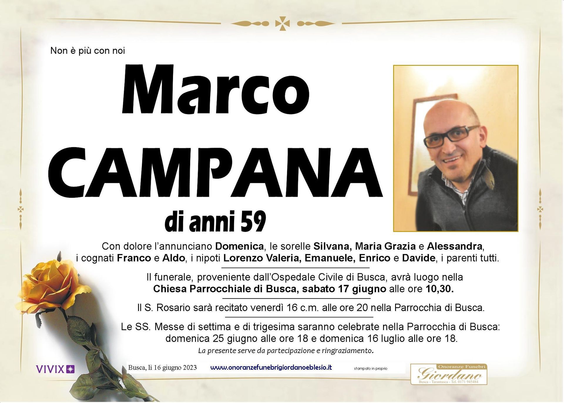 necrologio CAMPANA Marco