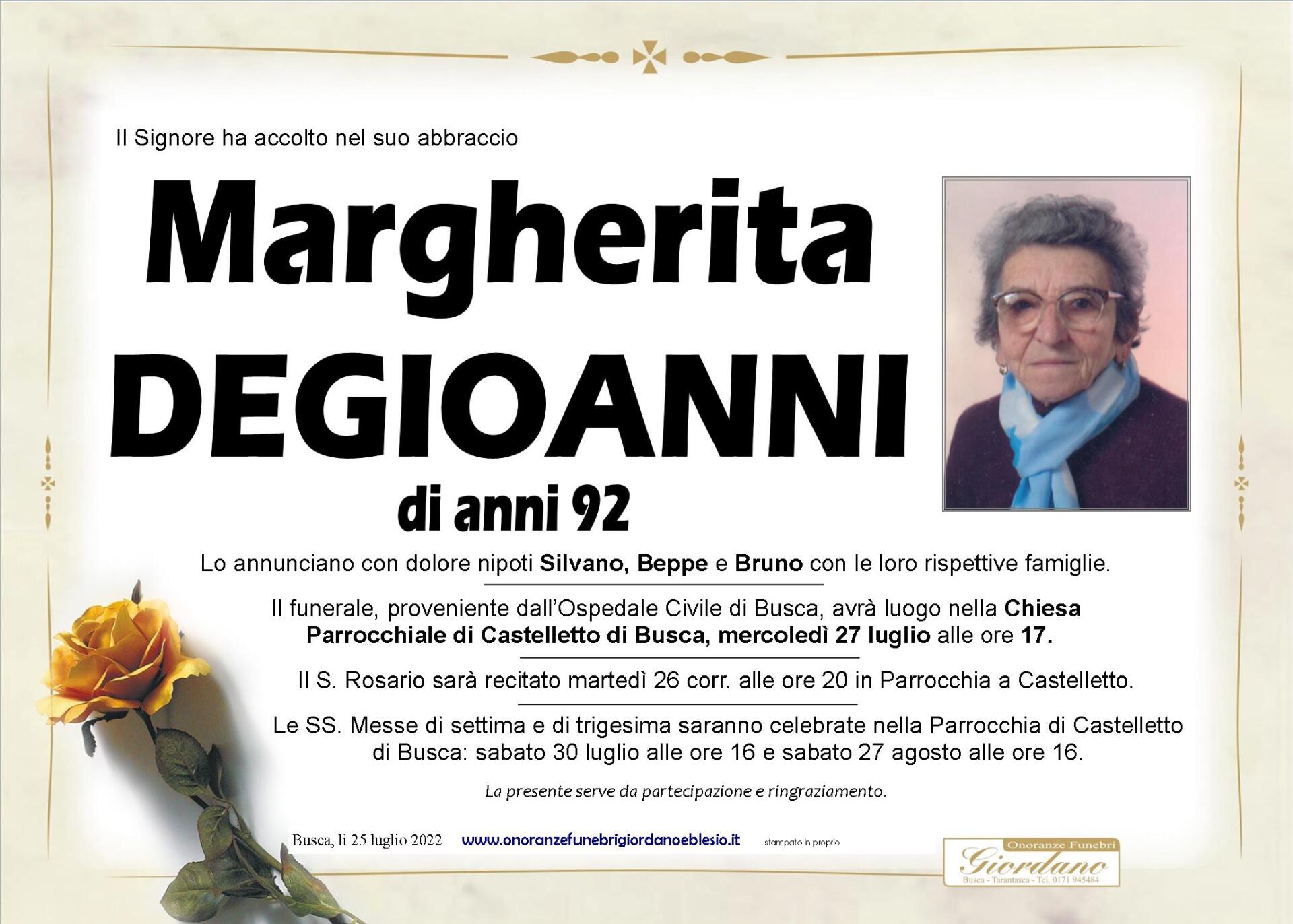 necrologio DEGIOANNI Margherita