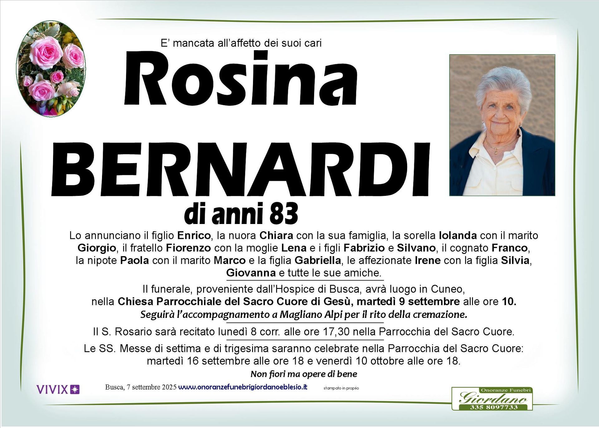 necrologio BERNARDI ROSINA