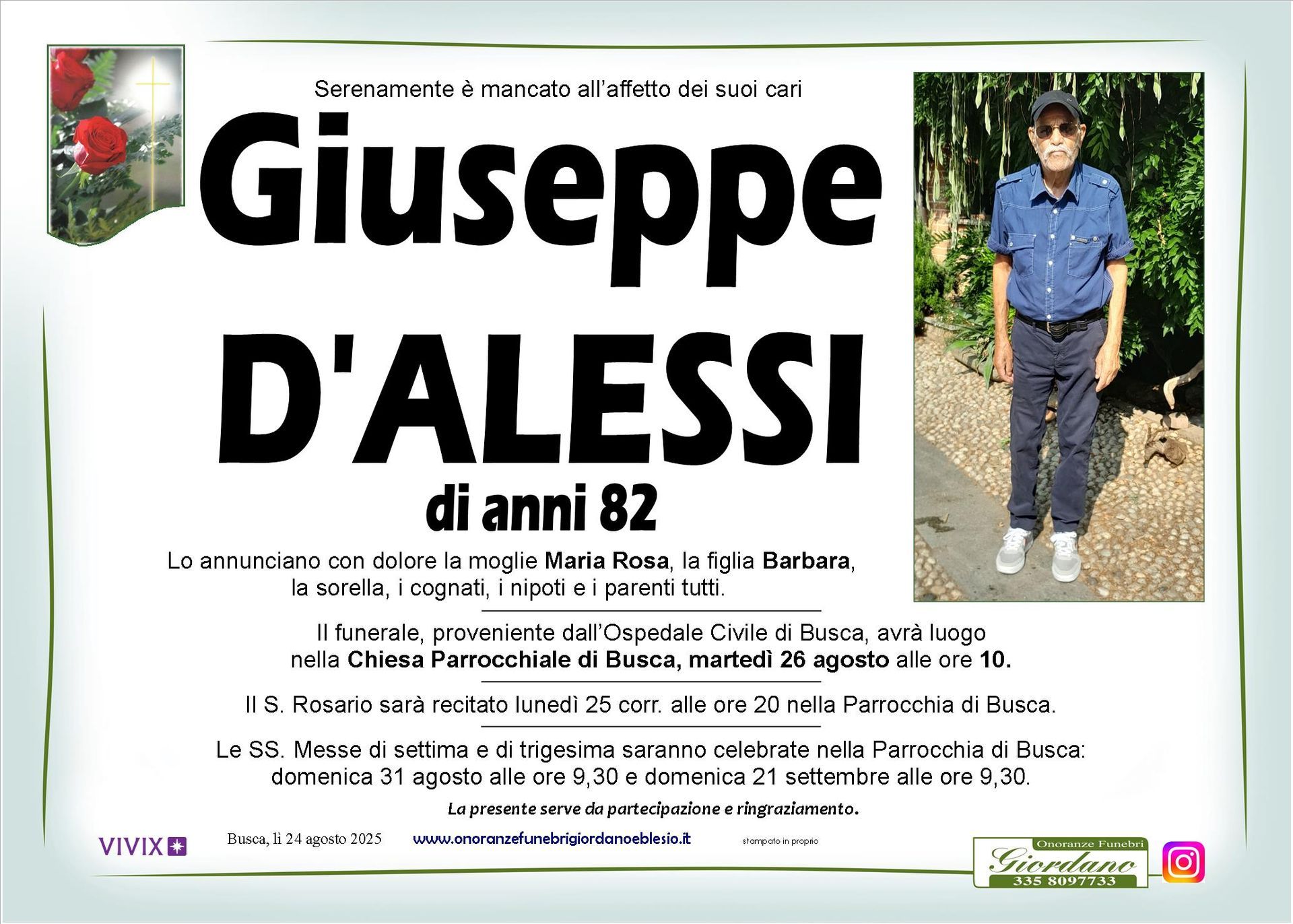 necrologio D'ALESSI Giuseppe
