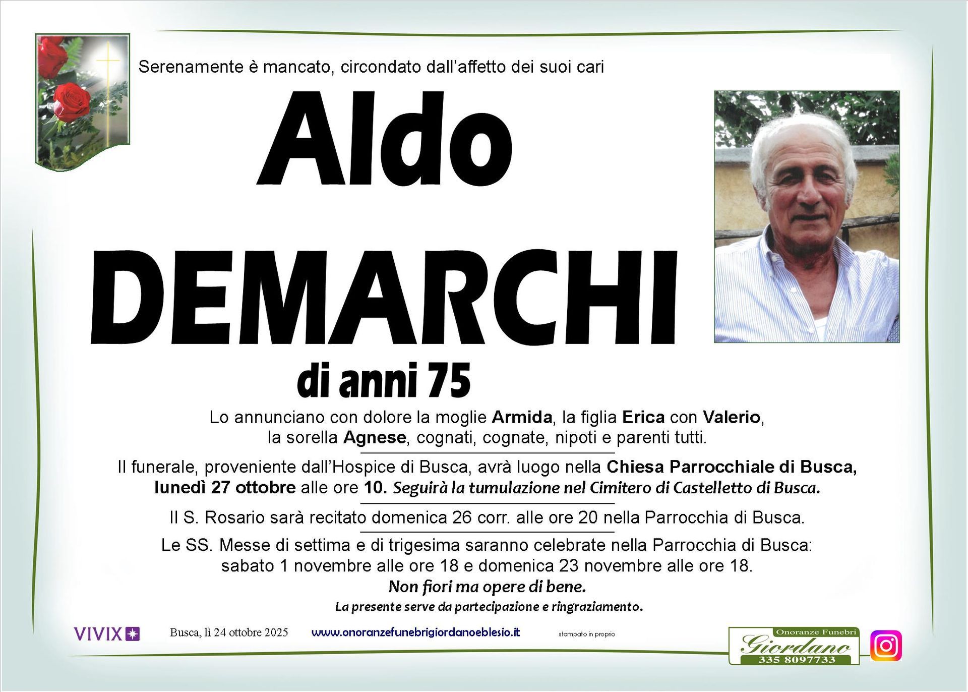necrologio DEMARCHI Aldo