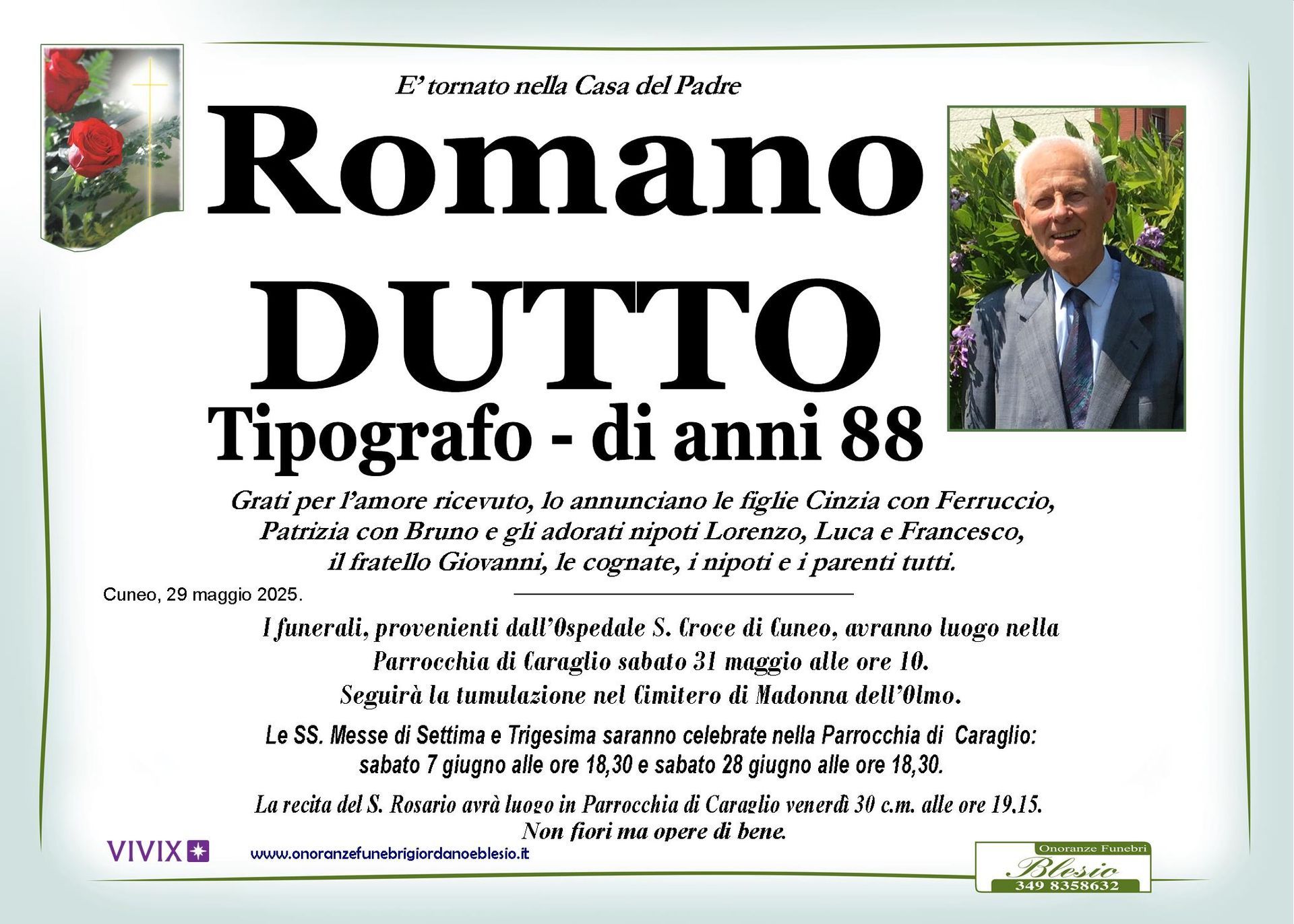 necrologio DUTTO Romano