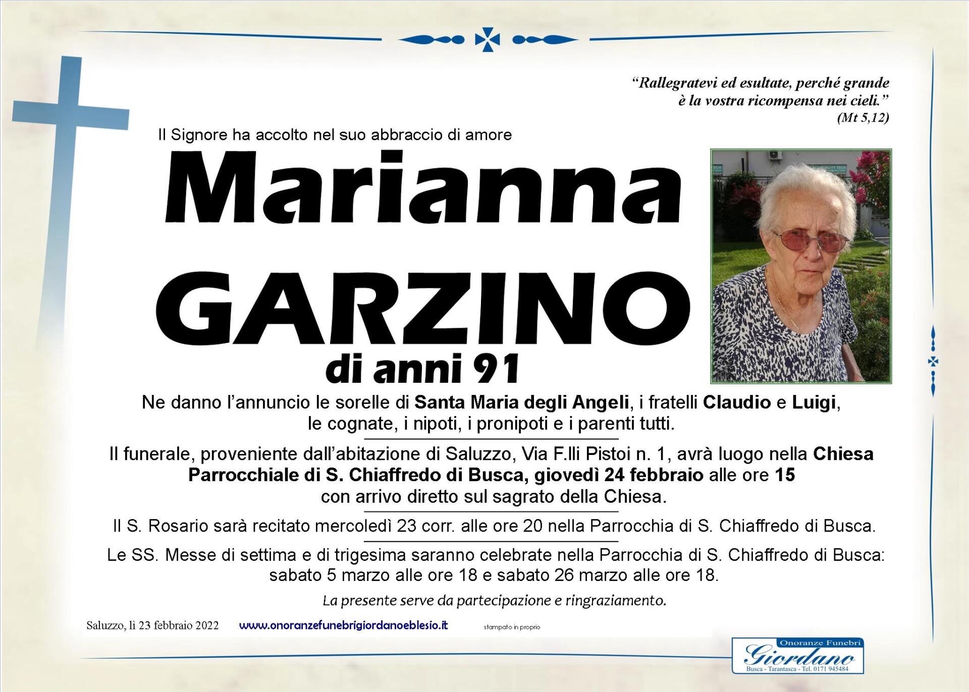 necrologio GARZINO Marianna