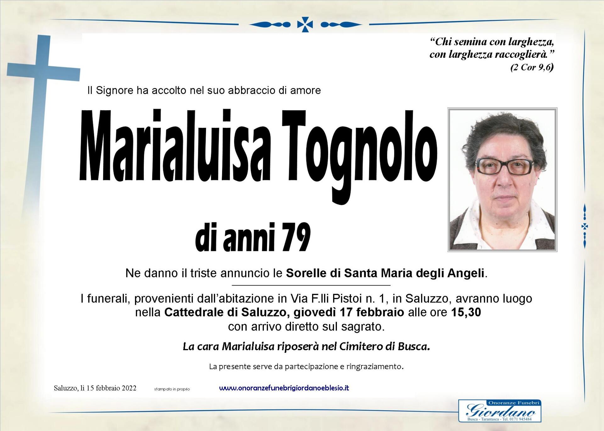 necrologio TOGNOLO Marialuisa