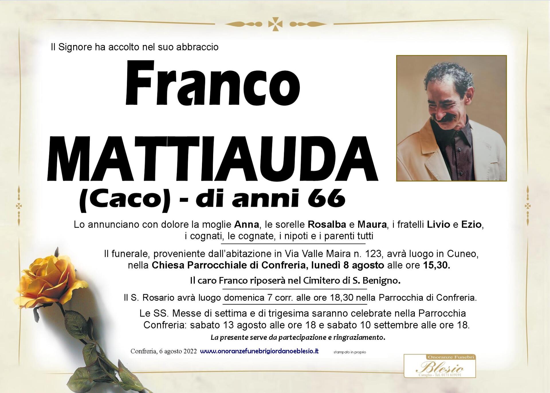 necrologio MATTIAUDA Franco