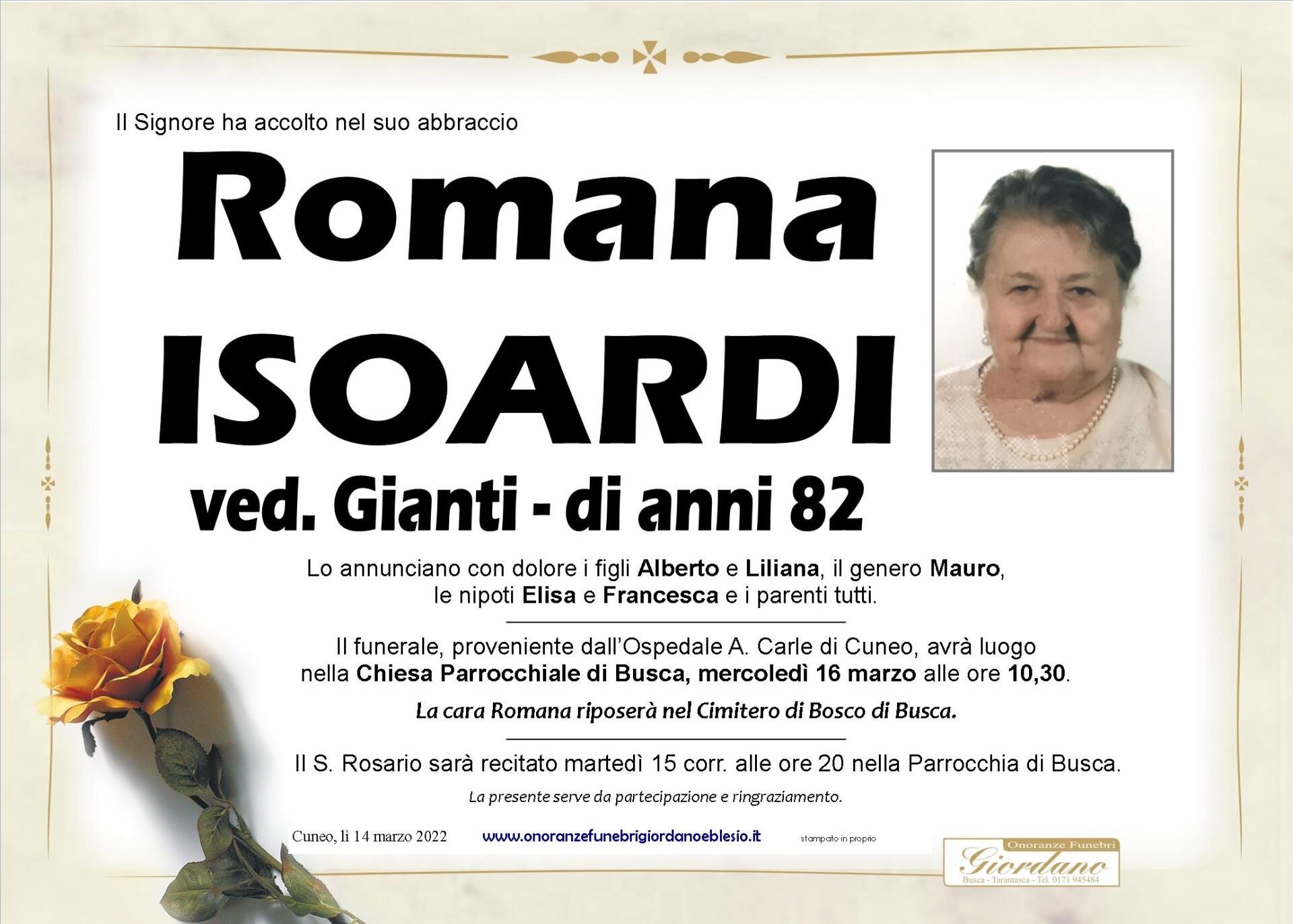 necrologio ISOARDI Romana ved. Gianti