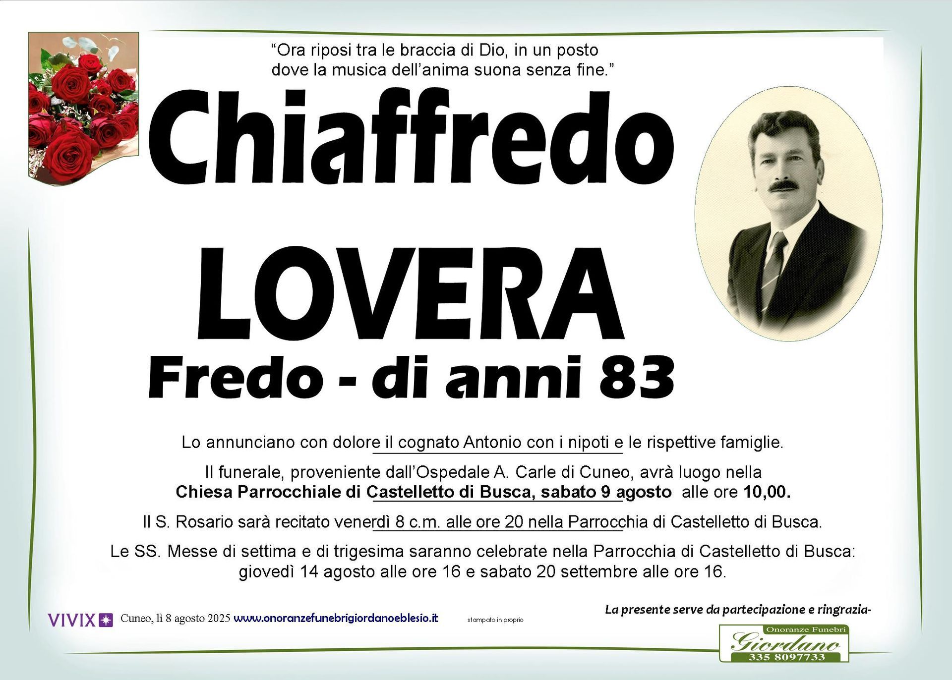 necrologio LOVERA Chiaffredo