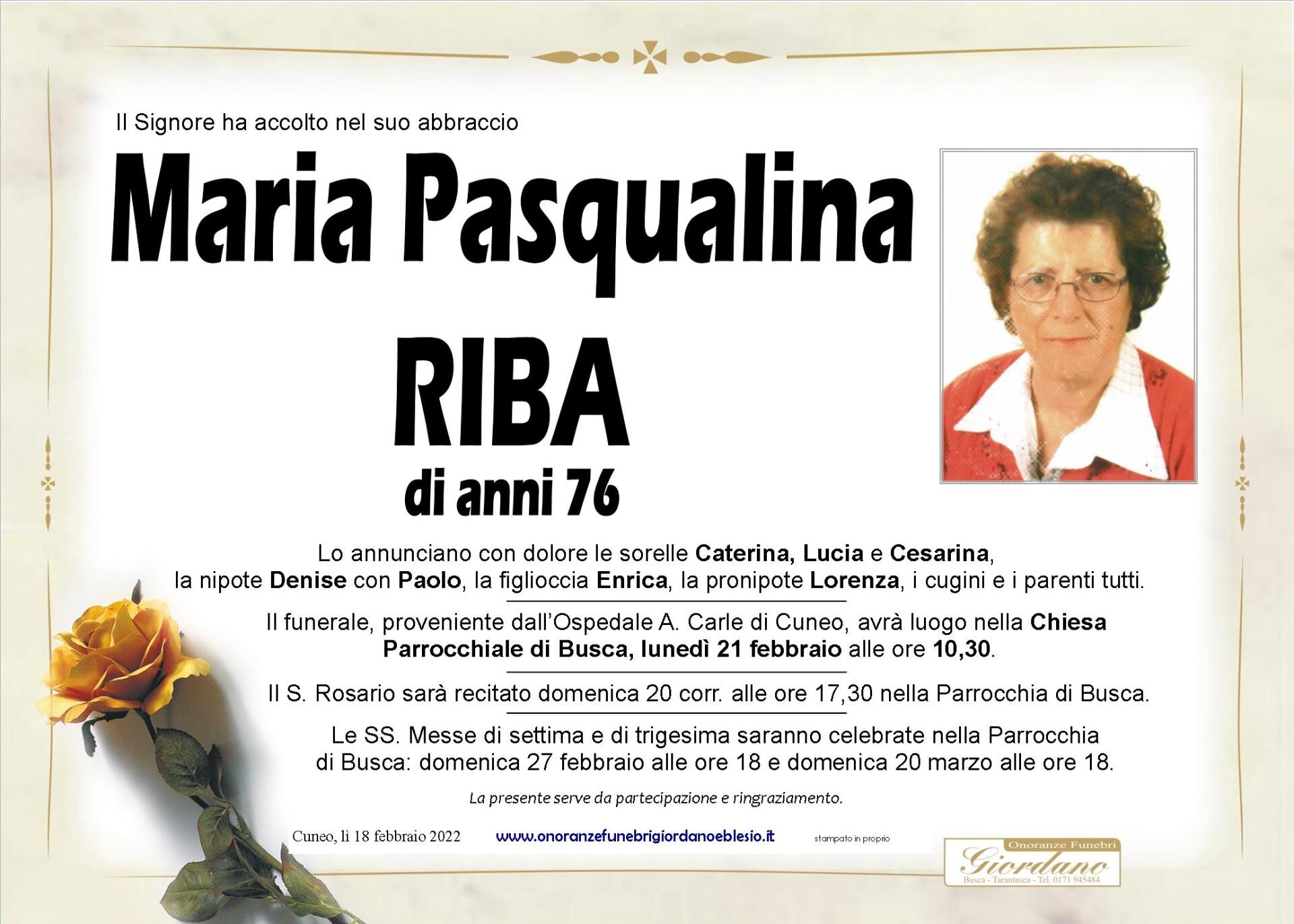 necrologio RIBA Maria Pasqualina