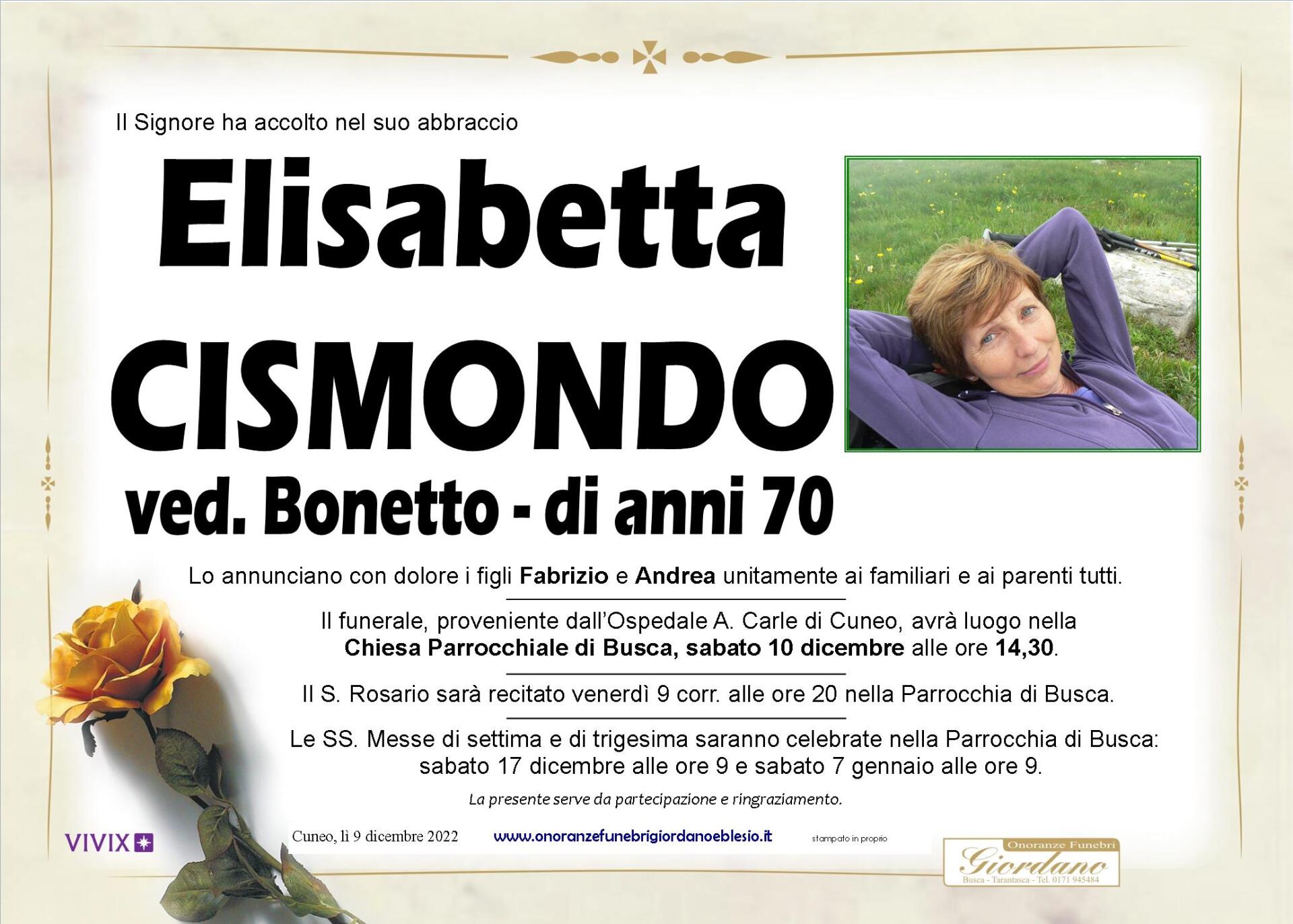 necrologio CISMONDO Elisabetta ved. Bonetto