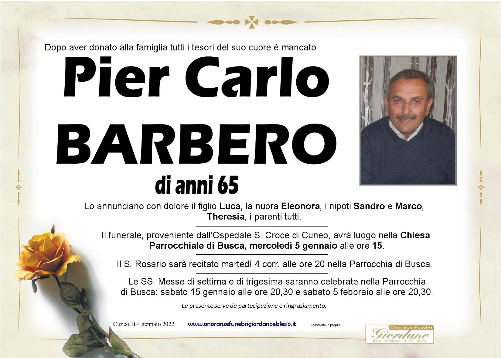 necrologio BARBERO Pier Carlo