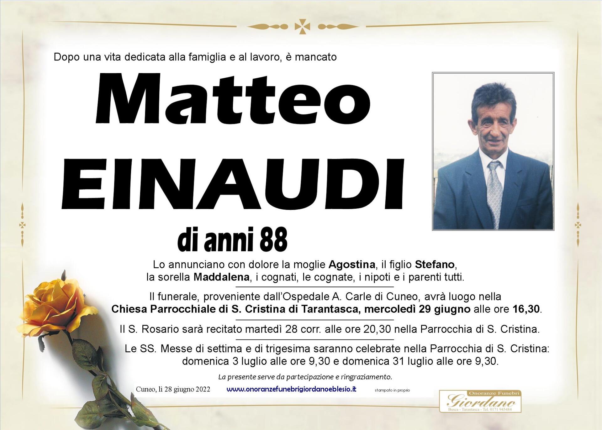 necrologio EINAUDI Matteo