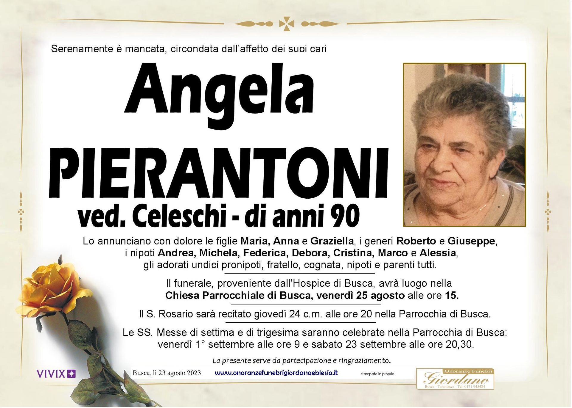 necrologio PIERANTONI Angela ved. Celeschi