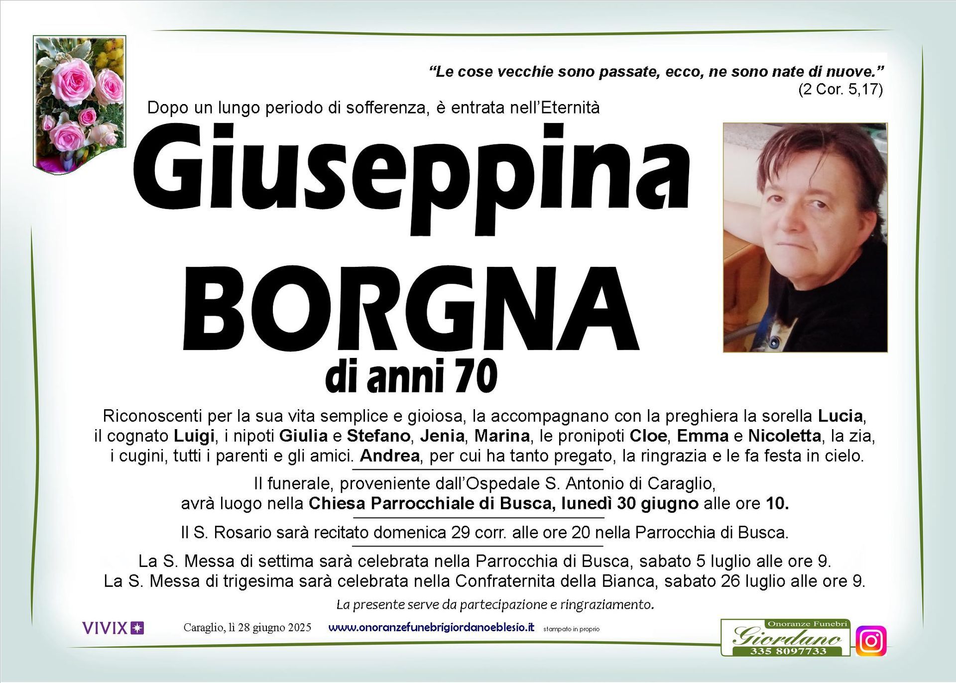 necrologio BORGNA Giuseppina