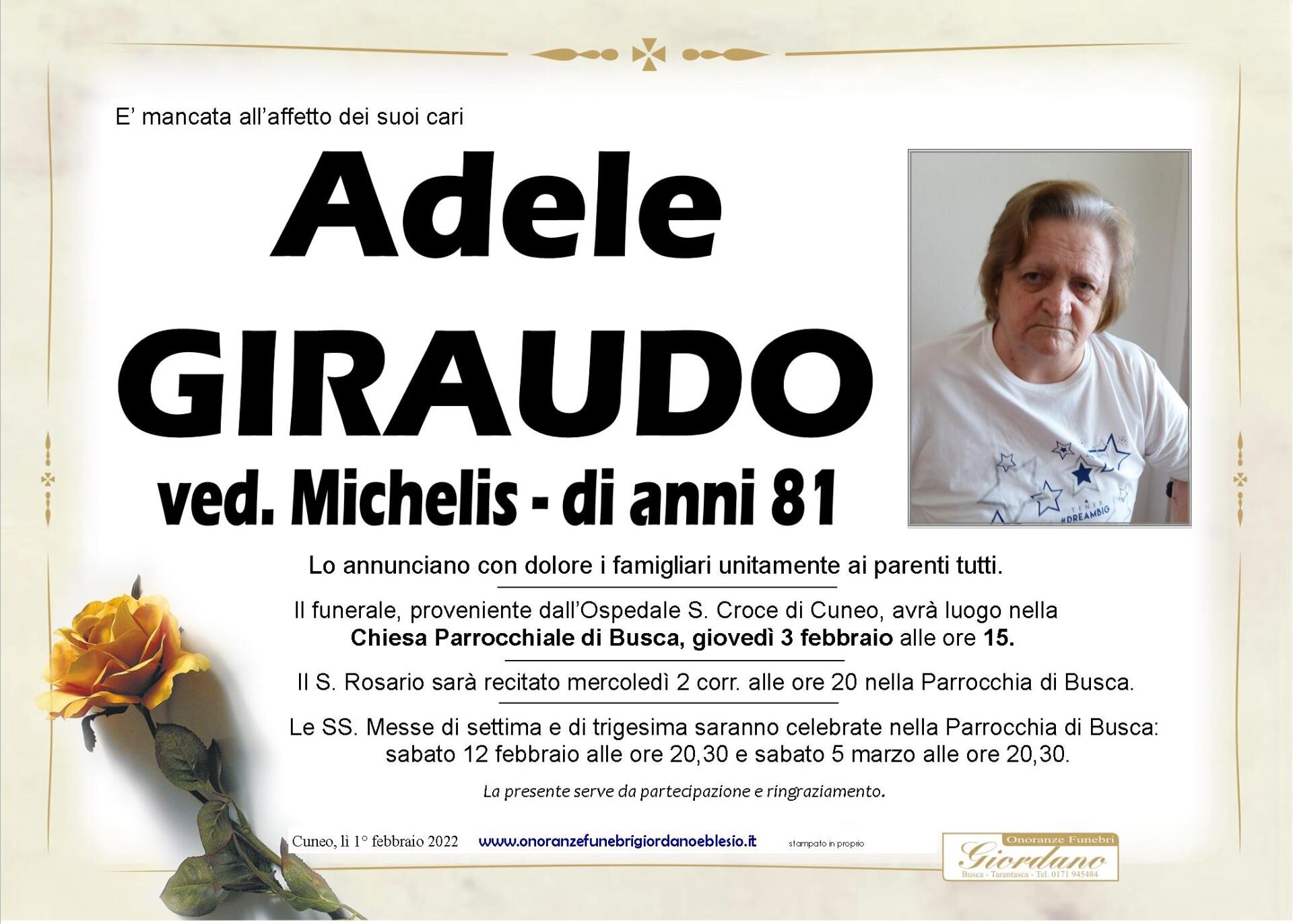 necrologio GIRAUDO Adele ved. Michelis