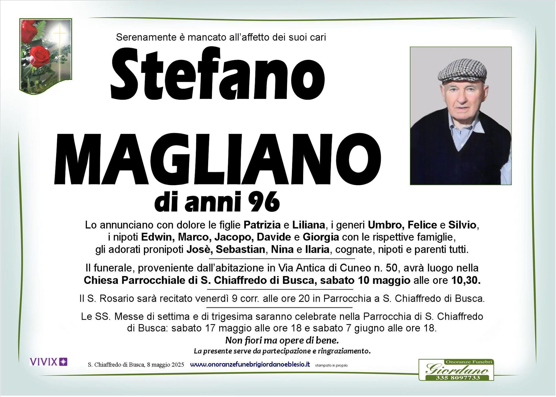 necrologio MAGLIANO Stefano