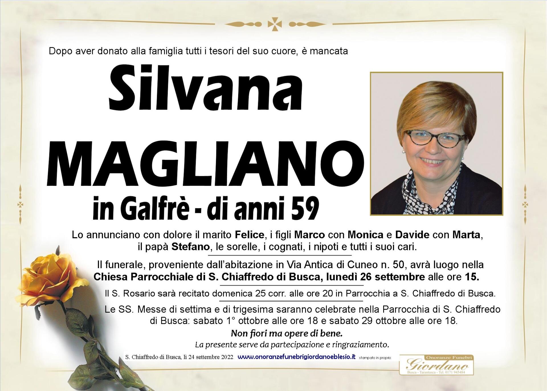 necrologio MAGLIANO Silvana in Galfrè