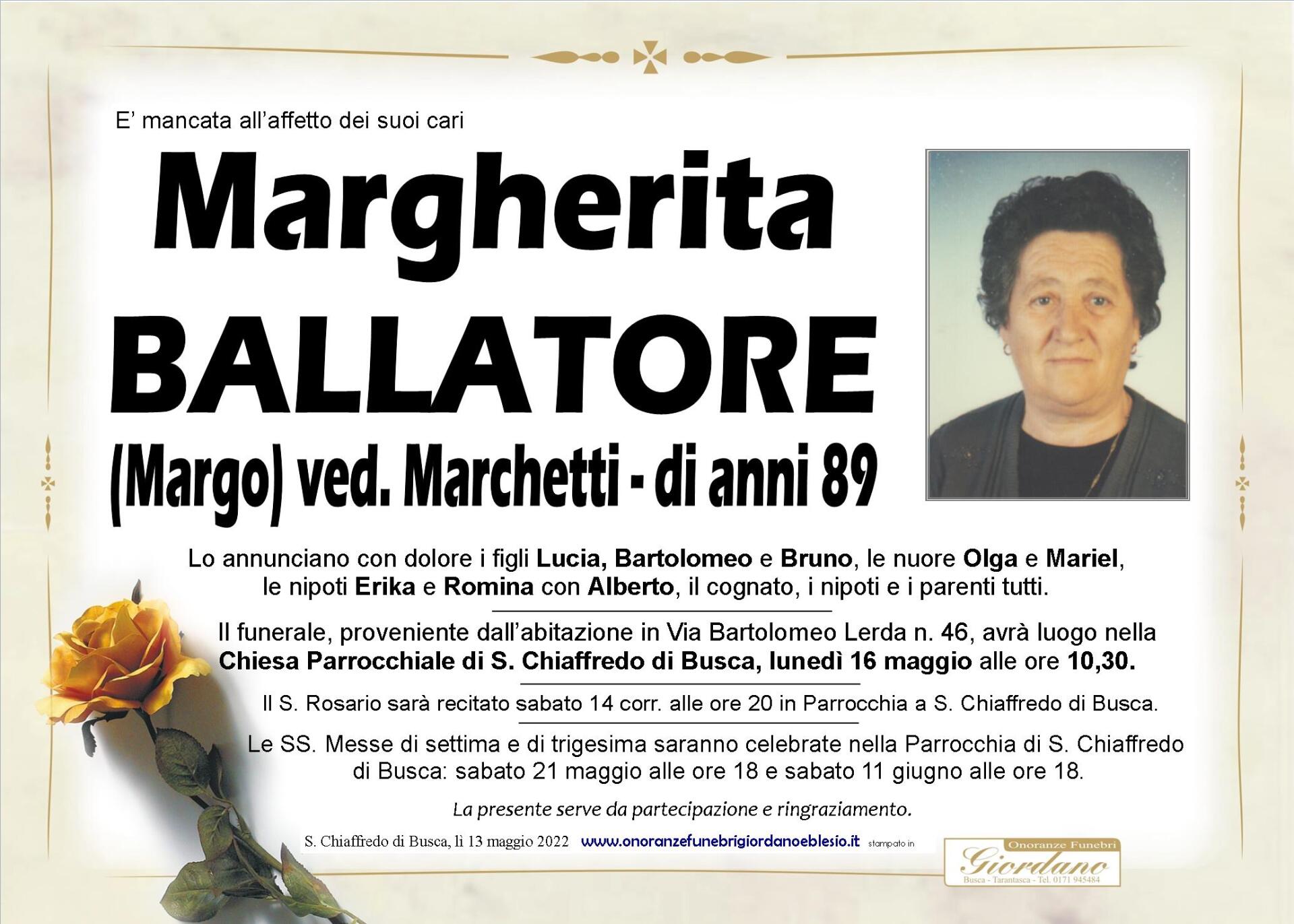 necrologio BALLATORE Margherita ved. Marchetti