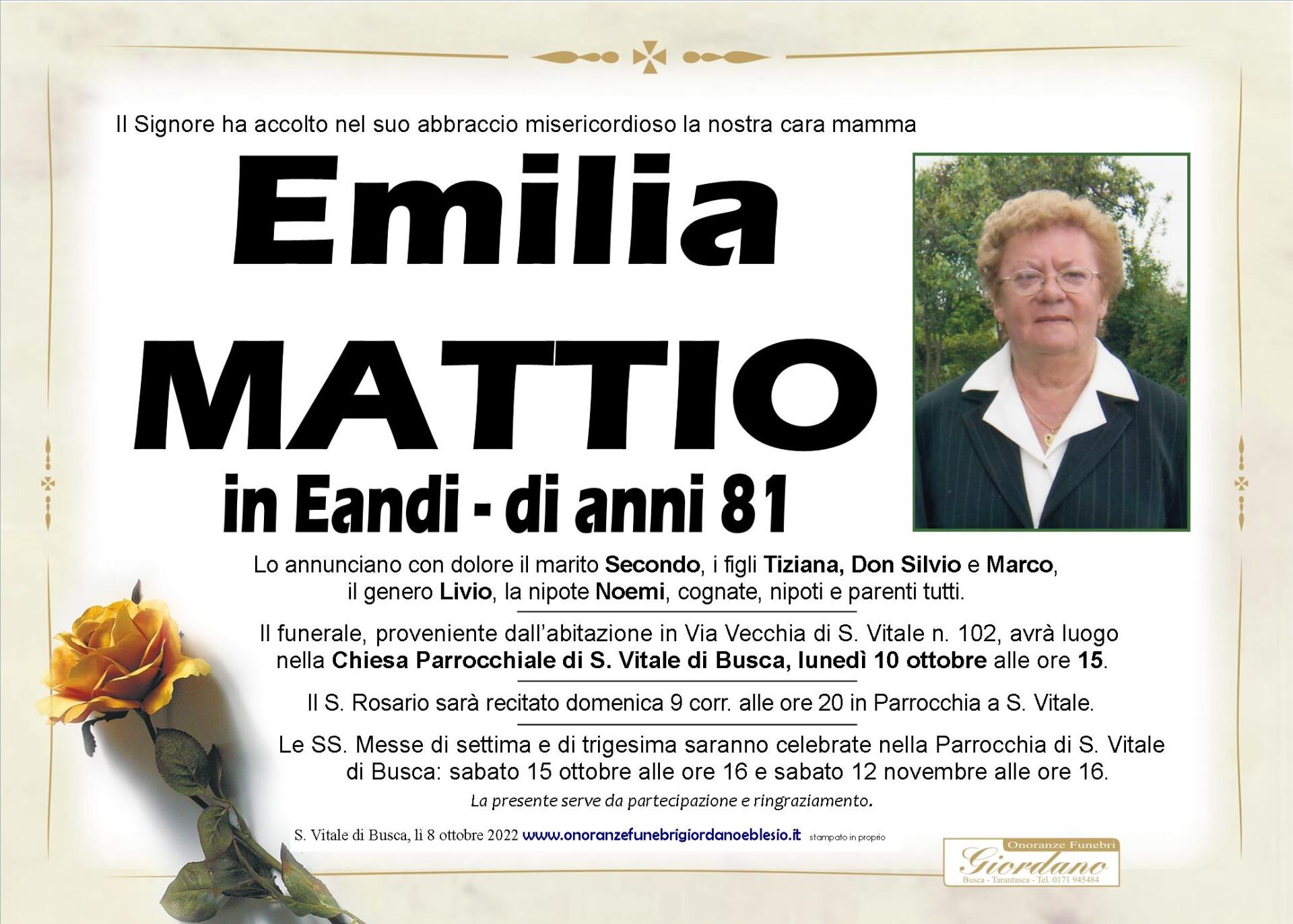 necrologio MATTIO Emilia in Eandi