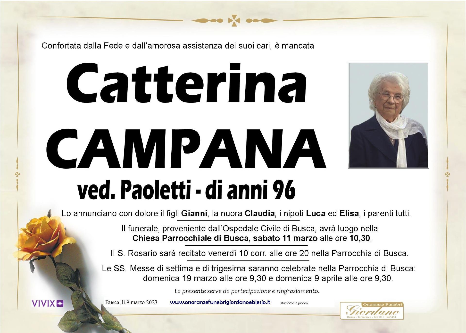 necrologio CAMPANA Catterina ved. Paoletti